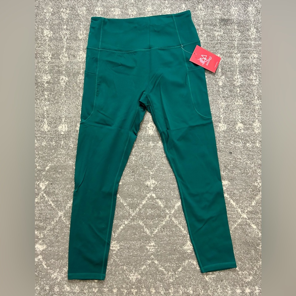 Maaree Sarah Louise Green Leggings Women’s XL, Hidden Drawstring & Side Pockets